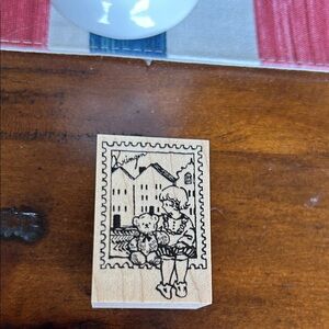 Krimgen Wooden Stamp with Child and Bear Design new